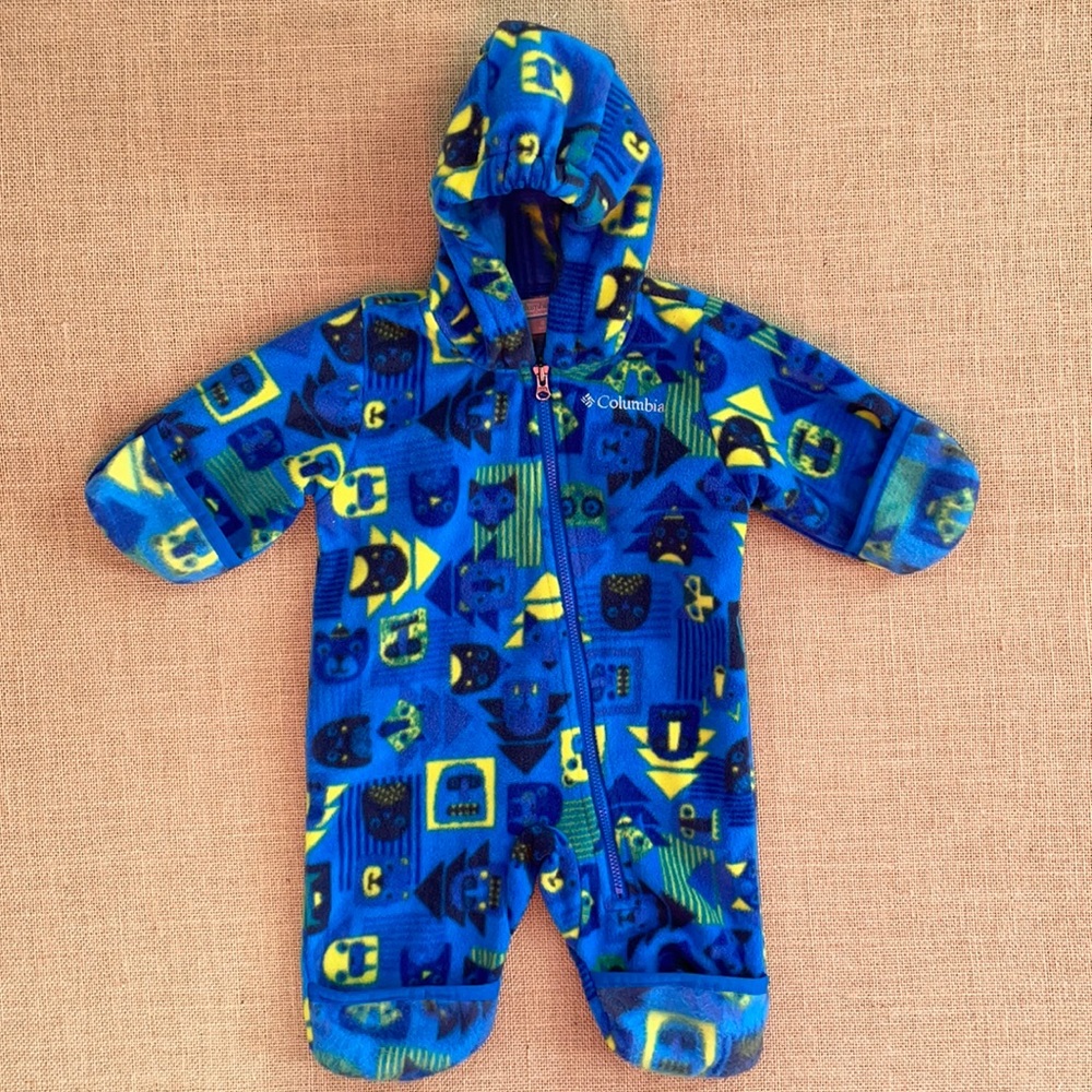 Columbia fleece snowsuit bunting woodland animals